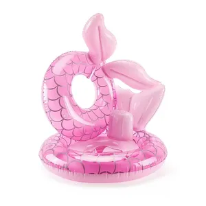 Pink Mermaid Swimming Ring Inflatable Baby Water Swimming Pool Float Seat Kids Pool Floating With Handle