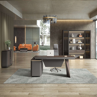 Bureau de direction en L de luxe moderne et convertible avec grand plateau en verre