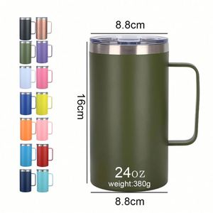 Custom logo 24oz Vacuum 304 Stainless Steel Insulated Camping Tumbler <b>Cup</b> <b>Large</b> Capacity Portable Travel Coffee Mug with Handle - Product Image 3
