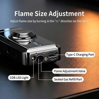 Briquet à cigares multifonctionnel avec logo, flamme unique rouge, coupe-vent, gyroscope lumineux
