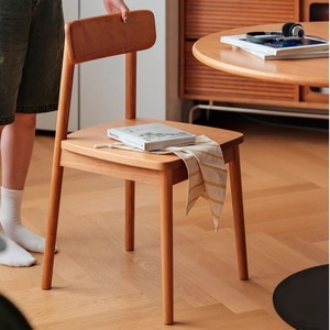 Dining Chair Solid Wood Cherry Wood <b>Backrest</b> Modern Nordic Style For Small Apartments - Product Image 1