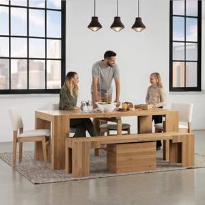 <span class=keywords><strong>Table</strong></span> à Manger Extensible Série Moderne Couleur Bois Massif Meuble de Cuisine pour Appartement - Product Image 4
