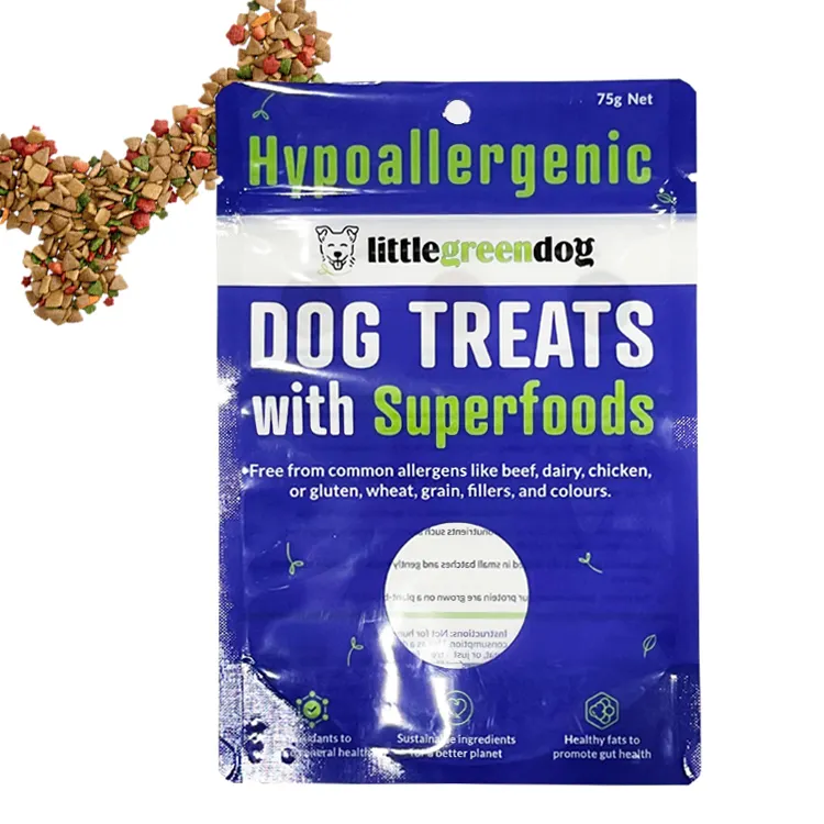 Sacchetto biodegradabile per alimenti in carta Kraft con farina di noci di riso e spezie sacchetto per imballaggio per cani con finestra trasparente