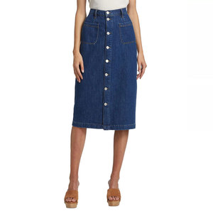 <span class=keywords><strong>Gonna</strong></span> <span class=keywords><strong>Midi</strong></span> in cotone <span class=keywords><strong>Denim</strong></span> personalizzato all'ingrosso per le donne - Product Image 2