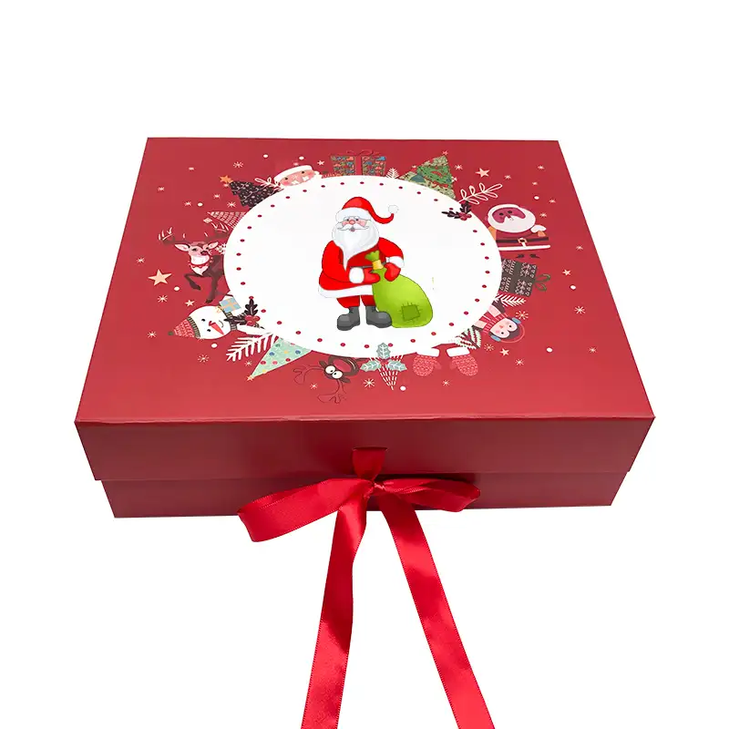 사용자 정의 자석 접이식 럭셔리 레드 제과 리본 선물 상자 장식 크리스마스 상자 선물 파티