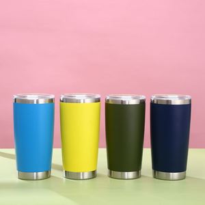 Custom Logo 20oz Stainless Steel Tumbler Vacuum Insulated <b>Double</b> <b>Wall</b> with Lid Straw Powder Coating Navy - Product Image 1