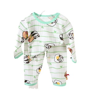 Pyjama d'été 2026 en coton rayé doux pour bébés, ensemble de vêtements d'intérieur pour enfants, garçons et filles, à manches longues, idéal pour la climatisation - Product Image 5