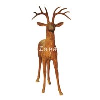 Sculpture rustique en fonte pour Patio extérieur, décor de pelouse extérieur, taille réelle, ornement de jardin en métal, statue de cerf et d'élan