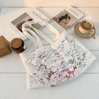 Sac fourre-tout en dentelle blanche ajourée de style français pour femmes, grande capacité, sac à bandoulière en crochet, personnalisable OEM, vente en gros