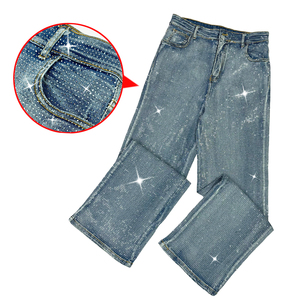 <span class=keywords><strong>Jeans</strong></span> alla Moda dal Design Retrò con Diamanti e Bottoni, Gamba Dritta, per <span class=keywords><strong>Uomo</strong></span> e Donna, Ideali per Rilassarsi e Darsi un Momento di Relax - Product Image 5