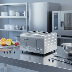 <span class=keywords><strong>Grille</strong></span>-<span class=keywords><strong>pain</strong></span> électrique pratique en acier inoxydable avec fentes larges pour 2/4/6 tranches, 3 boutons de commande et fonction de décongélation à <span class=keywords><strong>une</strong></span> touche - Product Image 1