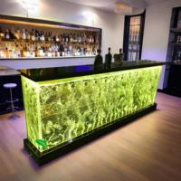 Meubles de bar de restaurant lumière colorée changeante Led acrylique bulle d'eau mur armoire à vin comptoir de bar