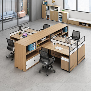 Conjunto de <span class=keywords><strong>Escritorio</strong></span> y Silla de Oficina <span class=keywords><strong>en</strong></span> Forma de <span class=keywords><strong>L</strong></span> <span class=keywords><strong>para</strong></span> Empresas, <span class=keywords><strong>para</strong></span> 4 o 6 <span class=keywords><strong>Personas</strong></span>, Muebles de Oficina Comerciales Modernos y Sencillos - Product Image 2