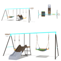 Maison de jeu en métal avec toboggan en plastique Ensemble de balançoire d'escalade pour tout-petits Équipement de terrain de jeu extérieur préscolaire pour le plaisir des enfants du parc d'arrière-cour