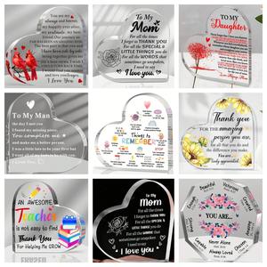 ของตกแต่งอะคริลิคใสแบบกำหนดเองสำหรับวันแม่และวันพ่อ ของขวัญวันวาเลนไทน์ใหม่ รูปหัวใจ - Product Image 5