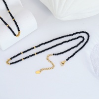Collar de Cuentas Hecho a Mano para Mujer, con Diamantes Negros Tallados y Pequeñas Cuentas Doradas, Joyería Clásica Versátil en Capas, Ideal para Aniversario