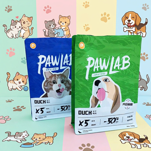 Sachet refermable personnalisé imprimé, résistant à l'humidité, pour aliments et nourriture sèche pour animaux de compagnie (croquettes et friandises) - Product Image 2