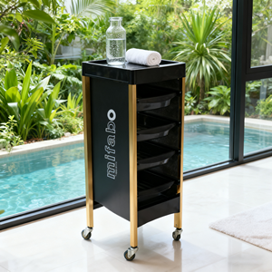 Moderno Panel Compuesto <span class=keywords><strong>de</strong></span> Aluminio y Plástico Negro con 5 Cajones y 4 Ruedas, Ecológico y Duradero, para Salón <span class=keywords><strong>de</strong></span> Belleza, Baño o Gimnasio - Product Image 1