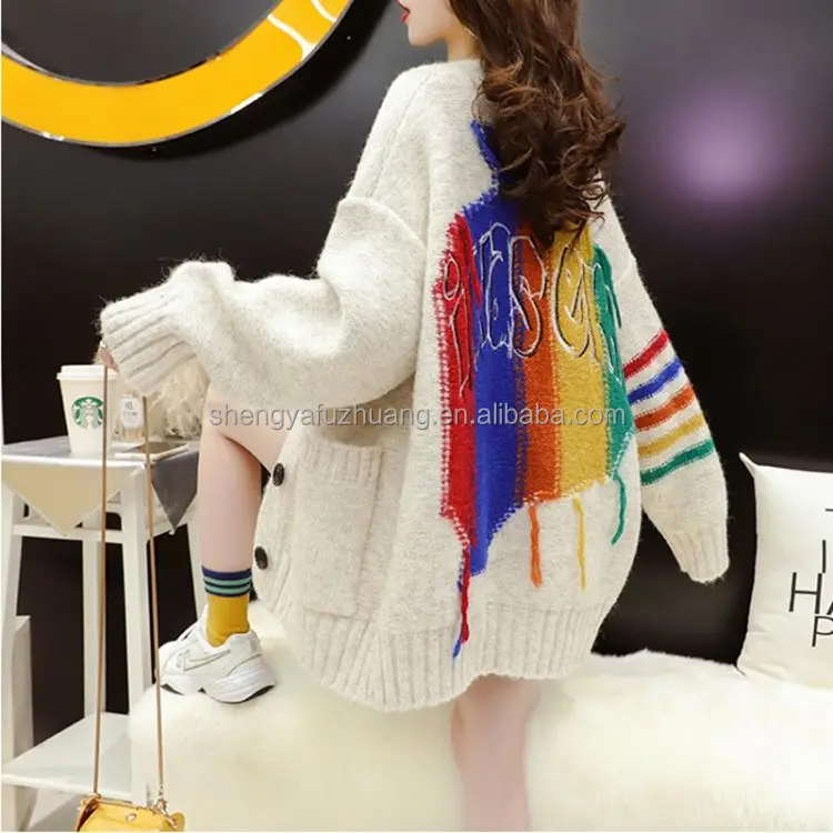 Korean sweater super large knitted pullover cross elegant bow sweater loose solid color fashion winter sweater women