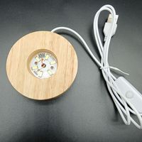 Support de boule de cristal 3D rond de 6 cm, 8 cm, 10 cm, alimenté par USB, lumière LED blanche chaude en bois pour boule de cristal K9