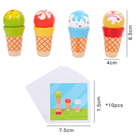 Maison de jeu en bois pour enfants unisexe, cuisine à découper avec cœur et crème glacée à la fraise, jouets de simulation préscolaire DIY