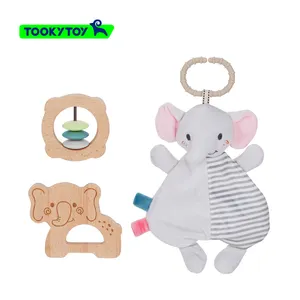 Cochecito de bebé colgante sonajero cama dormir madera colgante juguetes campana elefante bebé calmante edredón juguete