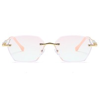 A10016 Nouvelles lunettes de vue sans monture pour femmes, style japonais-coréen, avec diamants facettés et protection anti-lumière bleue