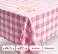 Nappe en PEVA 54*108'' à carreaux roses, motif personnalisé, prix d'usine, pour la décoration de table, de bureau et de comptoir