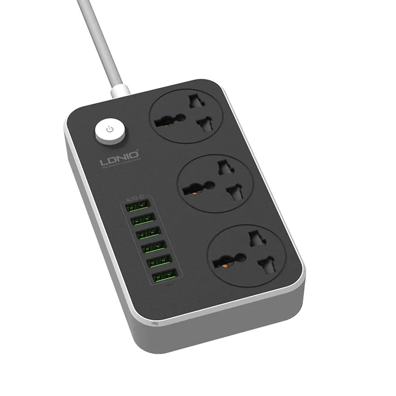 LDNIO SC3604 UK US EU Plug 3 Outlet Extension Power Strip with 6 USB Ports USB Charger for Mobile phones Tablets Power Socket