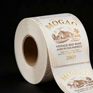 Custom Red <strong>Wine</strong> and Whiskey <strong>Label</strong> Textured Paper Self-adhesive logo Stickers <strong>with</strong> Gold Foil Stamping and UV Embossing Printing - Product Image 4