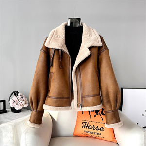 Veste courte chaude en laine d'agneau et peau de mouton pour femme, modèle JT440, nouvelle collection hiver <span class=keywords><strong>2023</strong></span>, en promotion - Product Image 3
