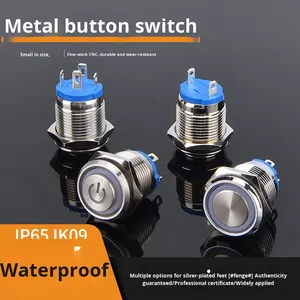 Kim loại push button chuyển 16/19/22 mét IP65 không thấm nước với LED ánh sáng ngắn tự khóa bốn pins 3A tùy chỉnh-thực hiện - Product Image 5