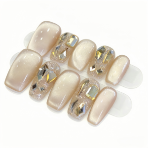 Uñas Postizas de Gel Prensadas a Mano al por Mayor, Diseño Francés Almendrado 3D, Arte de Uñas para Salón, Uñas Acrílicas Hechas a Mano, 10 Piezas - Product Image 5
