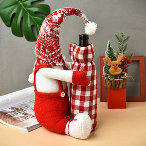 Nuevo estilo Navidad muñeca sin rostro cubierta de botella de vino Santa Claus mesa de comedor muñeca de pie cubierta de botella de vino Decoración - Product Image 4