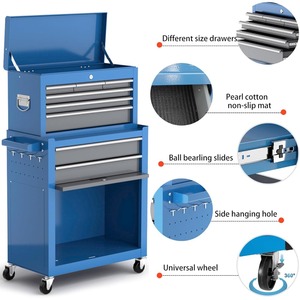 Grand coffre à outils avec roues Armoire de rangement de <span class=keywords><strong>garage</strong></span> détachable Boîte à outils robuste Boîte à outils de <span class=keywords><strong>moto</strong></span> mystère professionnelle - Product Image 2