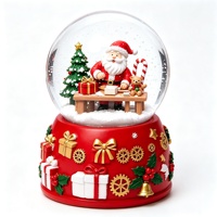 Palla di Neve Natalizia con Babbo Natale in Resina, Souvenir Decorativo da Tavolo, Ornamento per Casa e Feste