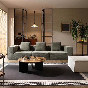 Modern Fabric Modular Sectional <b>Sofa</b> Three Seat <b>Pillow</b> Back Straight Arm Living Room Furniture - Product Image 4