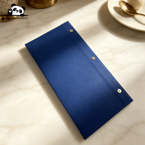 Porte-menu pliable à visser pour bar, café, avec logo personnalisé, support à vis Chicago, couverture de menu en tissu tissé lin - Product Image 4