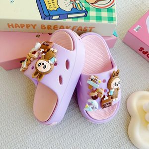 Популярные Мультяшные тапочки детские летние универсальные пляжные туфли EVA с двойной мягкой подошвой Нескользящие сандалии для детей - Product Image 4