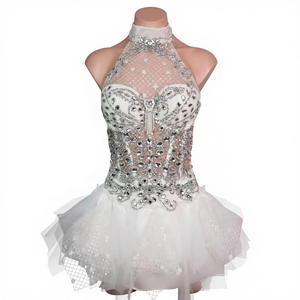 Costume da Palcoscenico per Gruppo di Ragazze Stile Raffinato con Strass Luccicanti e Dettagli a Forma di Sirena - Product Image 1