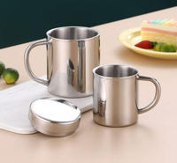 Gobelet isotherme à double paroi en acier inoxydable 304 avec couvercle et poignée, portable pour café et thé – Vente directe usine