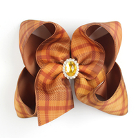 Oferta Especial: Lazos para el Cabello de Niñas de 4.5'' con Diseño de Pavo de Acción de Gracias, con Clip y Diadema, con Diamantes de Imitación y Estampado a Cuadros para Otoño