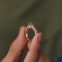 Maßgefertigter Massivgold-Halbfassungsring 14K 18K 10K Gelb- und Weißgold Leere Fassung für Diamant-Verlobungsring Großhandel Vintage