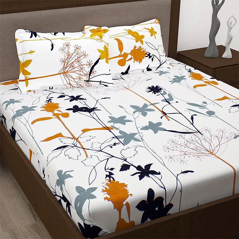 Custom Baixo Preço Design Exclusivo Planta Impressão Linho Pura Natureza Algodão Folha De Cama Qualidade Logo Design Conjuntos de Cama Privada