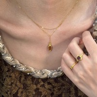 Chaîne de clavicule vintage en bambou doré caramel, style rétro haut de gamme, en cuivre, pour pull automne/hiver