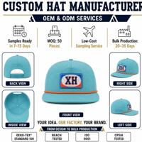 Casquette Snapback personnalisée bleu clair avec logo tissé, OEM ODM, 5 panneaux, visière plate, style vintage, golf, décontracté, streetwear