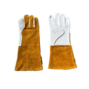 <span class=keywords><strong>Guantes</strong></span> de soldadura MIG de cuero de alta venta, <span class=keywords><strong>guantes</strong></span> largos sin puño de 9 oz para soldadura por arco de argón, aislantes del calor, anti-escaldaduras y antiestáticos - Product Image 2
