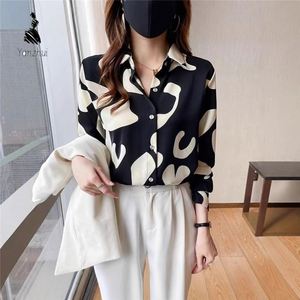 Kemeja Wanita Chiffon Cetak Retro Baru 2026, Atasan Lengan Panjang, Blus Longgar, Pola Geometris, Kemeja Wanita untuk Kantor - Product Image 3