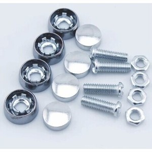 Marco de Matrícula de Aleación de Zinc con Abrazadera de 18 mm, Tornillos Antirrobo y Tapas Decorativas, Modelo FDK - Product Image 2
