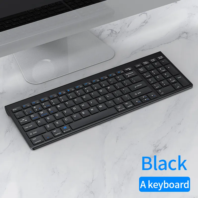 Factory Direct Sale Ultra-thin Rechargeable Ergonomic 2.4Ghz Dual Mode Wireless Keyboard and Mouse Combo Set for Office